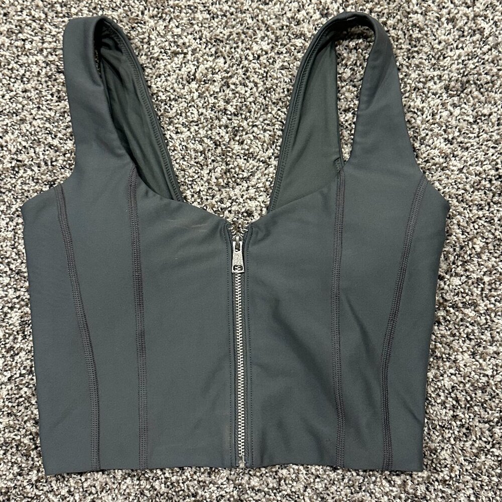 Abercrombie & Fitch YPB Zip Up Sports Bra (Grey - Size S)